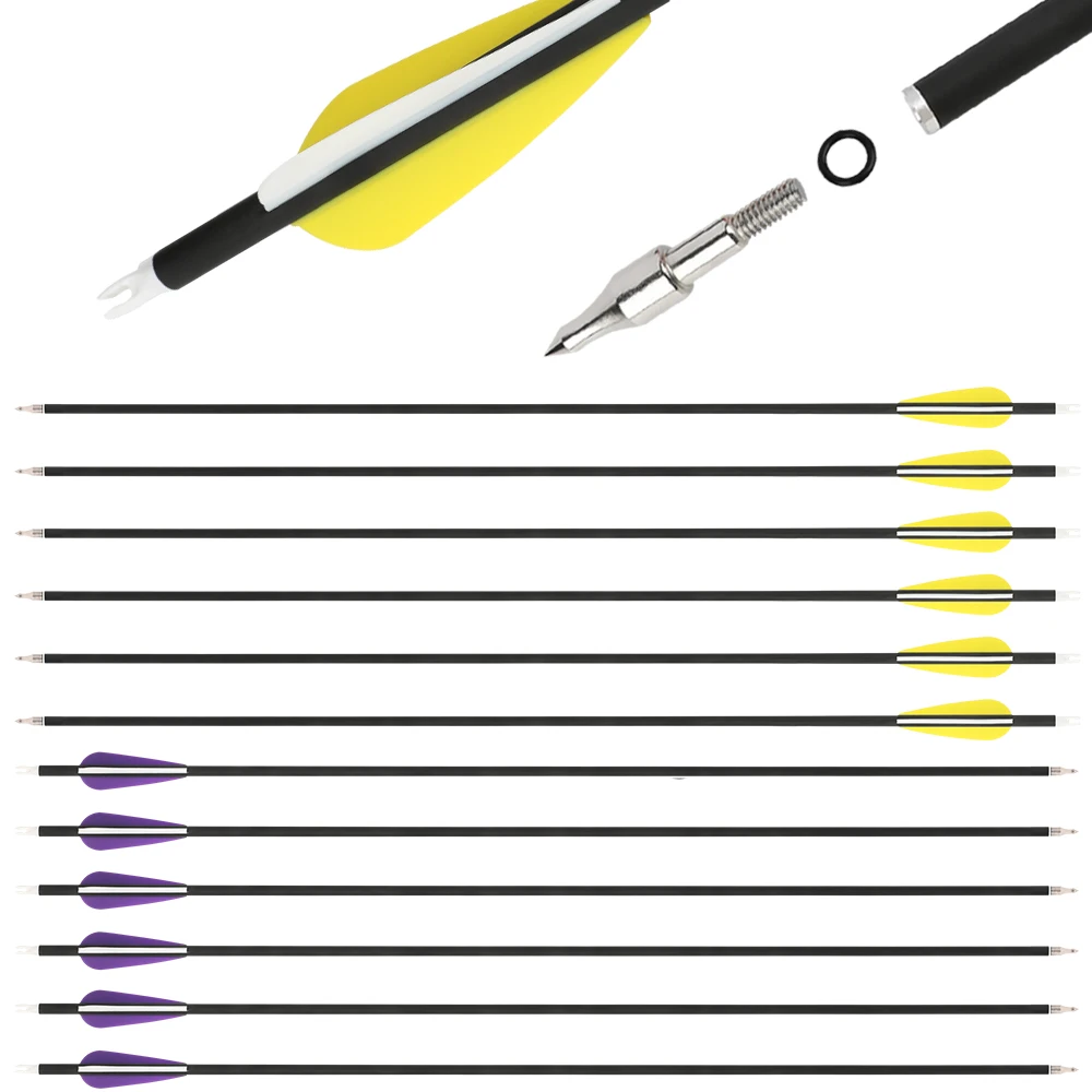 

‌6/12pcs Archery Carbon Arrow 31.6inch Spine500 ID6.2mm OD7.8mm Arrow Shaft with Rubber Feather for Compound Recurve Bow‌