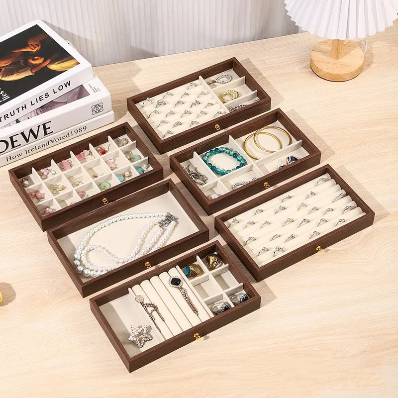 Premium Walnut Wood Jewelry Box Large Capacity & Clear Display Organizer with Removable Tray for Women Dresser & Vanity