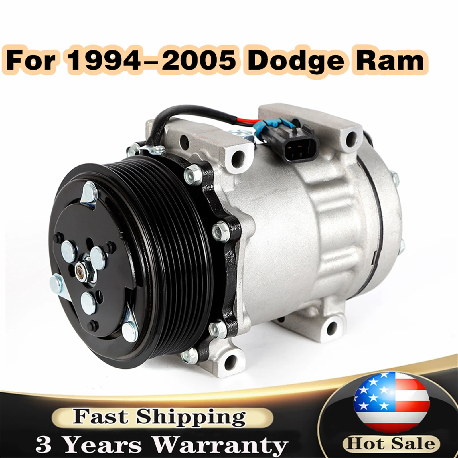 Car AC Compressor For 1994-2005 Dodge Ram 3500/2500 L6 5.9L Diesel CO 4775C 55036561 55055339AE accessory