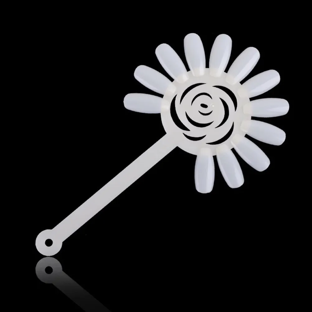 2Pcs Nail Art Display Board 120 Tips Sunflower Shape ABS Practice Nail Art Tips Polish Display Wheel Split Ring Holder Portable 2