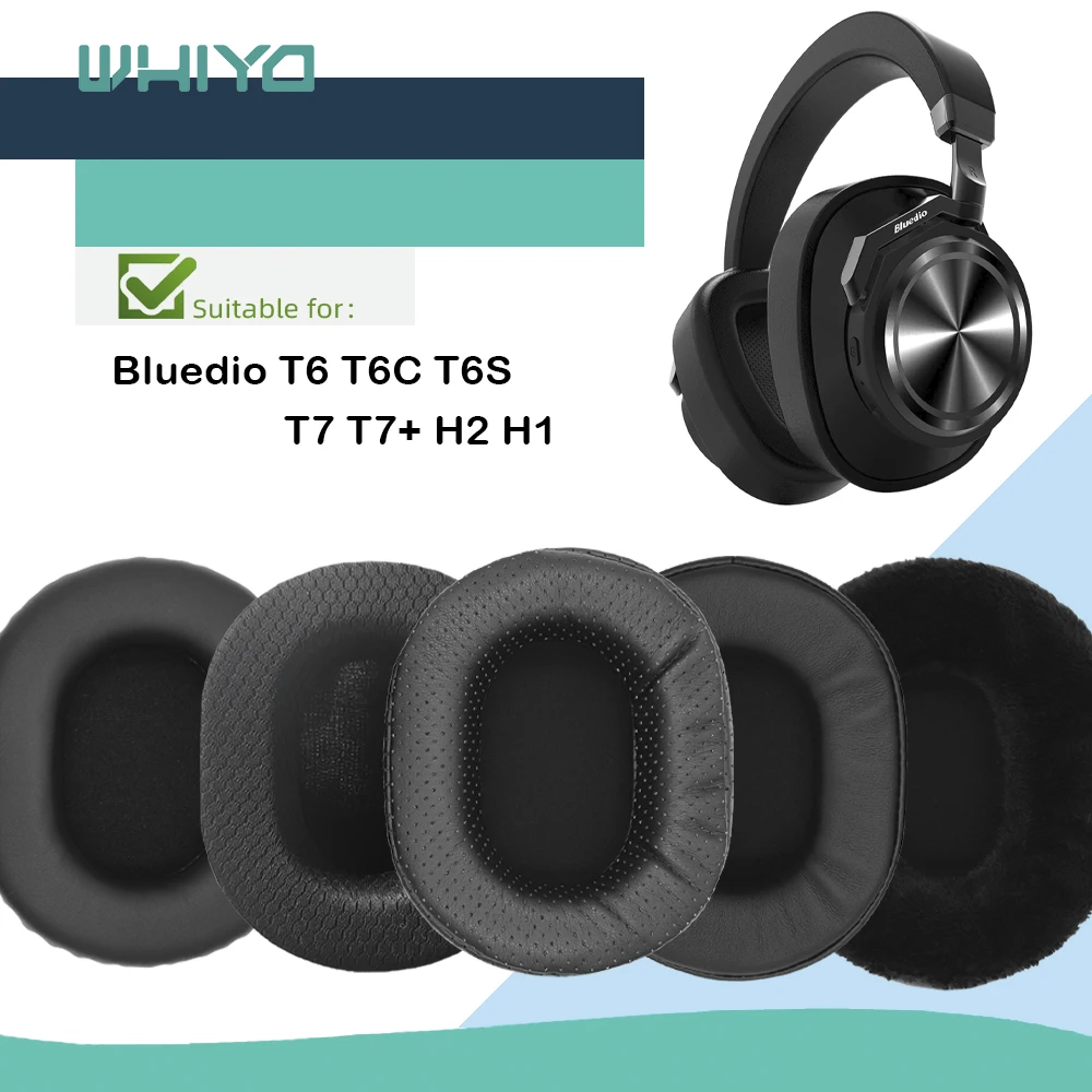 Whiyo 1 par de almohadillas de repuesto para auriculares Bluedio T6 T6C T6S T7 T7 + H2 H1, funda de cojín, almohadillas, accesorios para orejeras