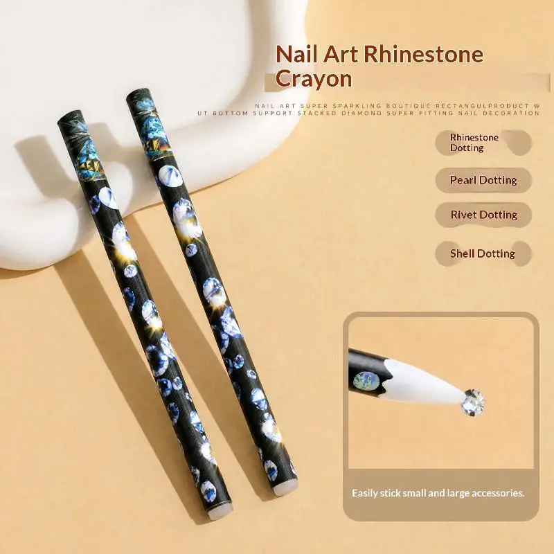 1 Stück Nagelkunst-Punktierstift, Strass-Aufnahmewerkzeug, Kontaktloses Aufnahmegerät, Kristall-Wachsstift für Nagelsteine und Zubehör – Detail 5