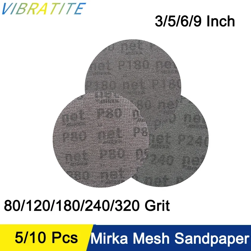 3'' 5'' 6'' 9'' Staubfreie Netz-Schleifscheiben mit Klettverschluss Trockenschleifmittel MIRKA Schleifpapier 80 bis 320 Körnung zum Polieren