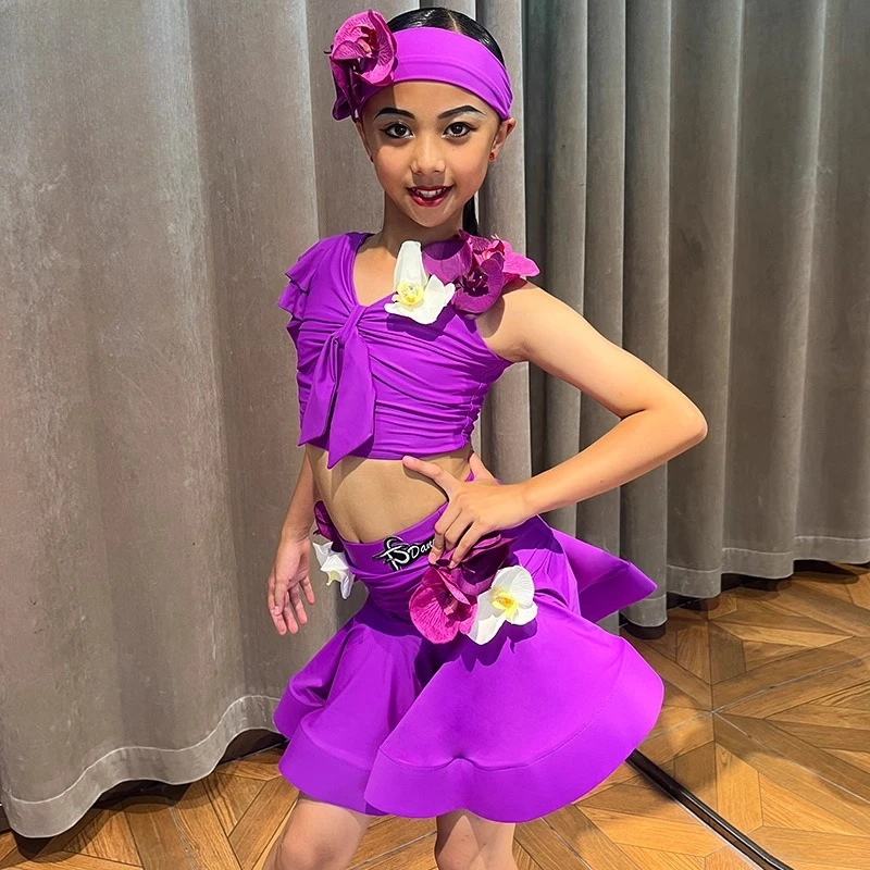 

Новые костюмы для латинских танцев для девочек, костюмы для профессиональных соревнований, тренировочные костюмы, детские танцевальные костюмы