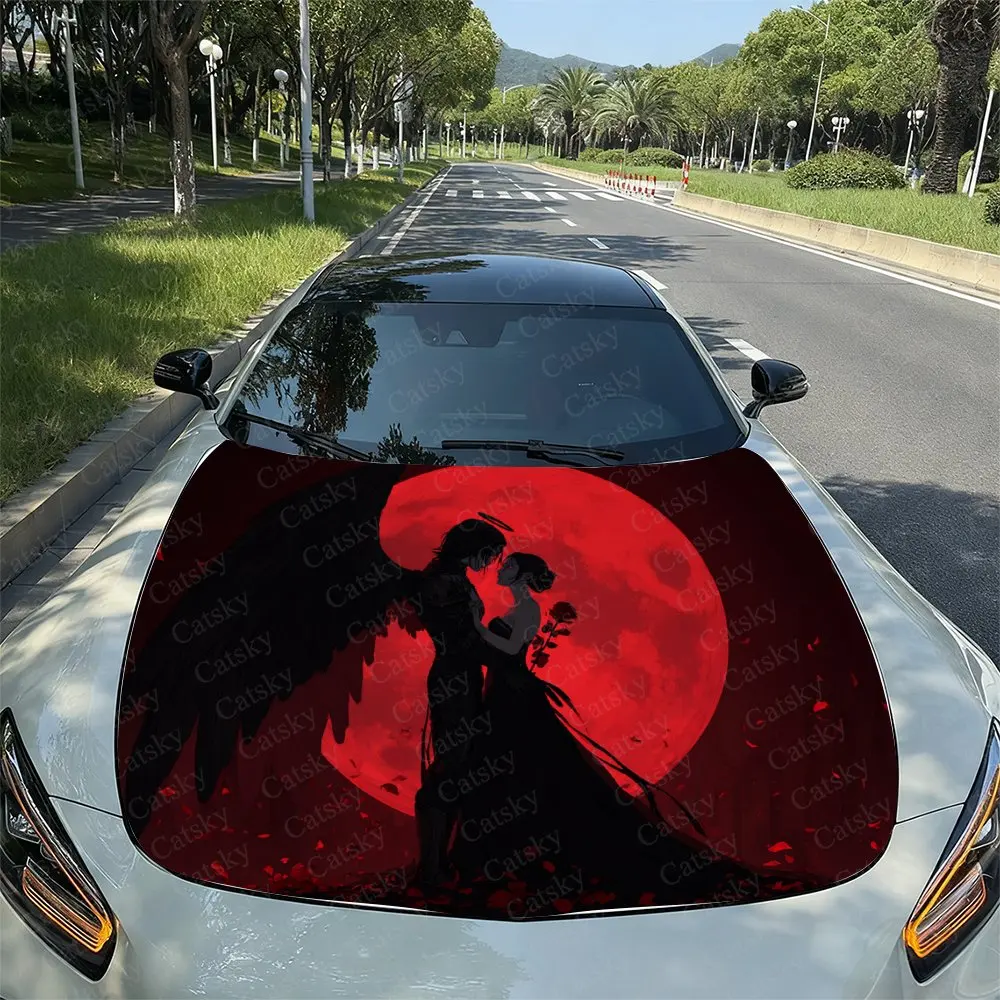 Mysterious Couple Car Hood Decal Sticker - Splash-Resistant Vinyl Wrap, Easy Removal, Durable Fit For Car Engine Hood Decoration