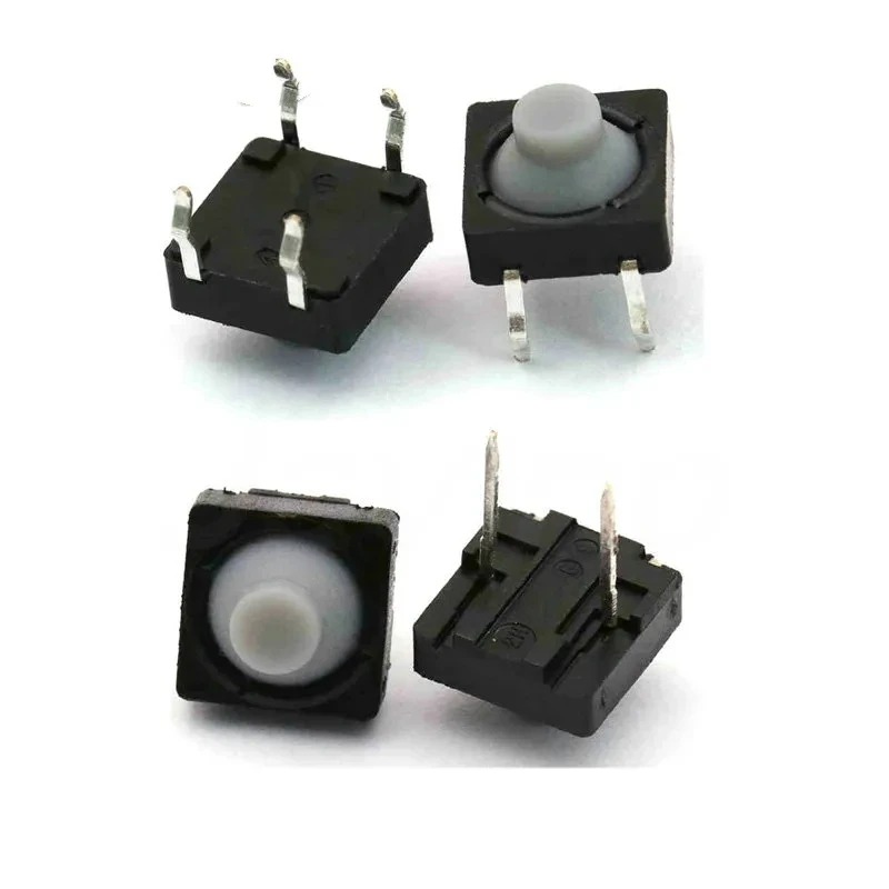 20pcs/lot 8x8x5MM 4PIN/2PIN Conductive Silicone Soundless Tactile Tact Push Button Micro Switch Self-reset