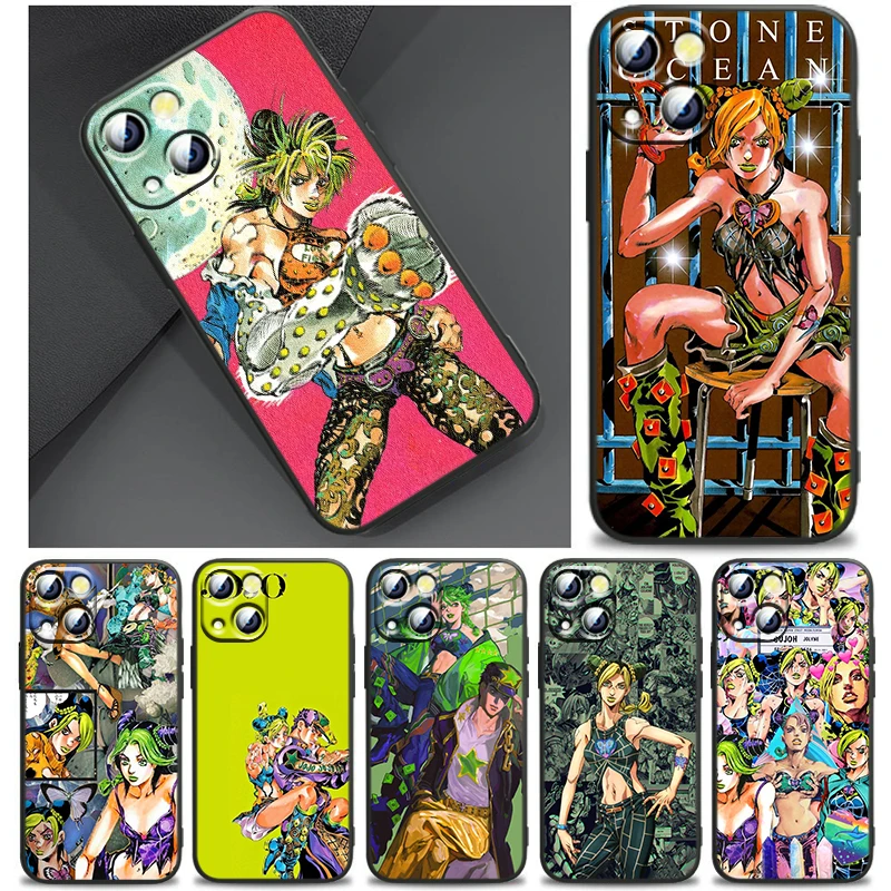 JOJO Jolyne Cujoh Cover For Apple iPhone 14 13 12 11 SE XS XR X 7 8 6 mini Plus Pro MAX 2020 Black Phone Case