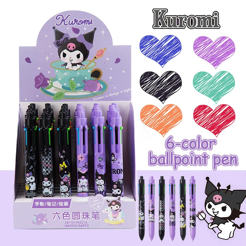 sanrio-kuromi-boligrafos-de-gel-multicolor-para-estudiantes-utiles-escolares-de-oficina-aprendizaje-36-piezas-6-colores-venta-al-por-mayor