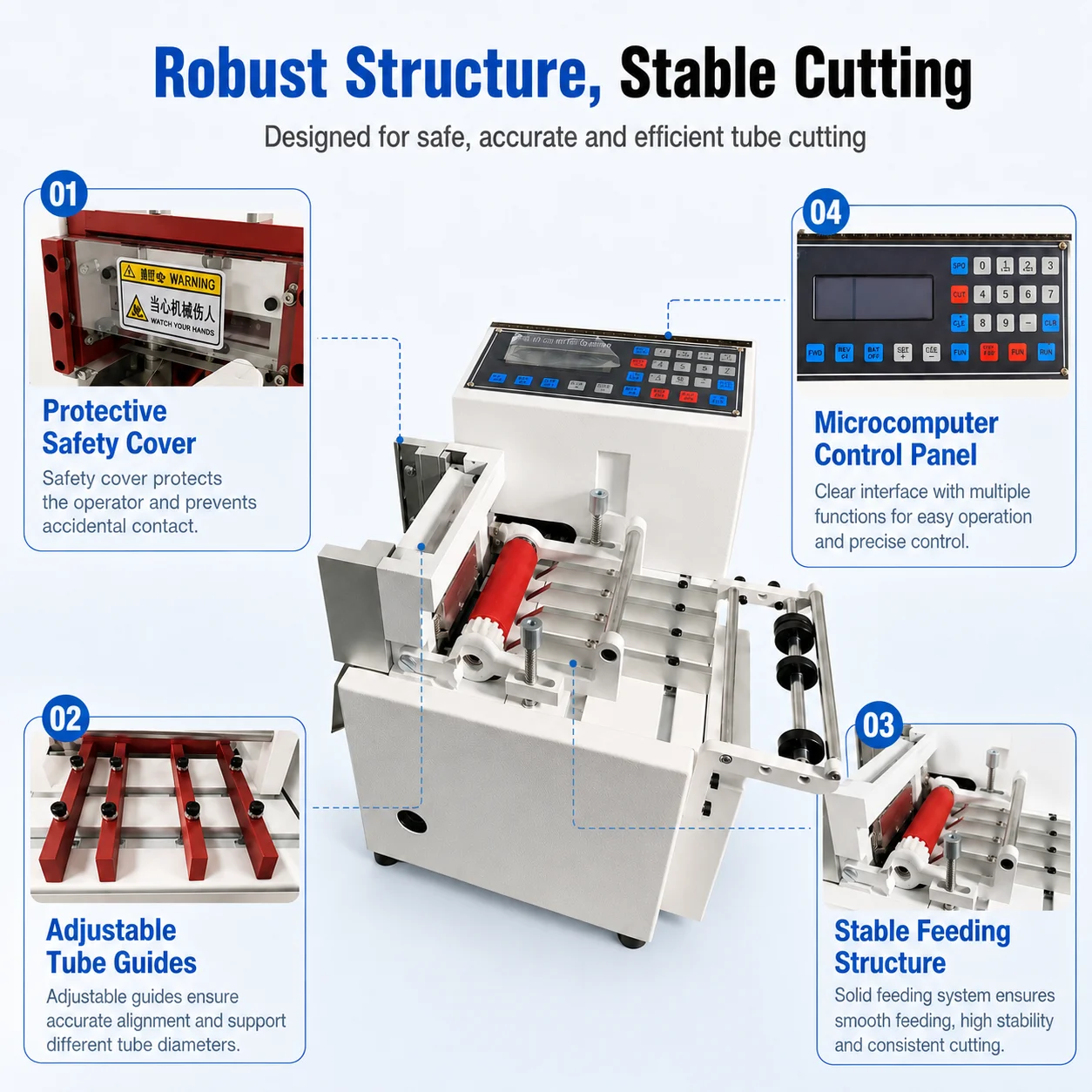 Qilin SQ-YXAJ100 Economical Automatic Touch Screen Tube Cutting Machine Industrial Keypad 100mm Wide PVC Heat Shrink Sleeve