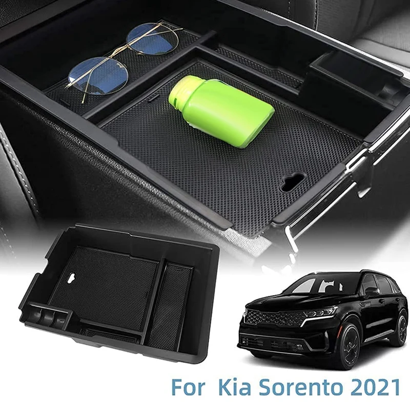 New-Car Central Console Armrest Storage Box Holder Interior Organizer Glove Tray Insert Accessories For Kia Sorento 2021