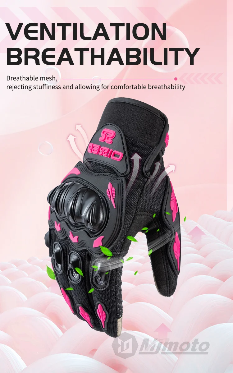 Sommer Dame Rosa Motorrad Handschuhe Frauen Atmungsaktive Motorrad Reiten Handschuhe Anti-herbst Touch Funktion Motocross Moto Biker Handschuhe – Detail 3