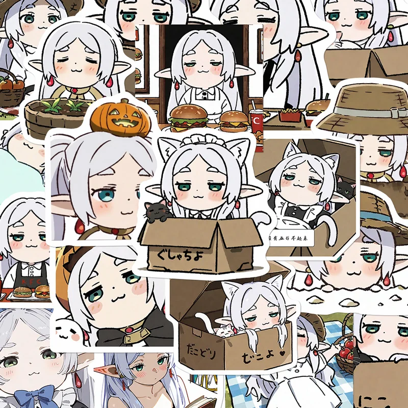 Pegatina de mercancía de dibujos animados periféricos de Anime versión Q Frieren: Beyond Journey's End, decoración artesanal, juguetes coleccionables de moda, regalo