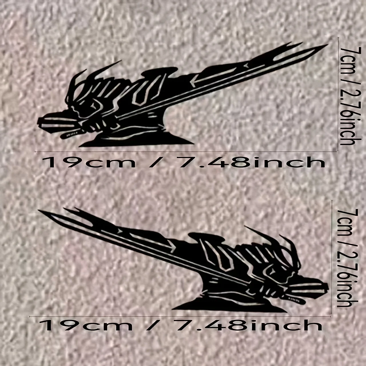 สติ๊กเกอร์ลายซามูไรดำพร้อมดาบ 1 ชุด - ของตกแต่งหมวกกันน็อครถจักรยานยนต์และรถยนต์แบบเฉพาะตัว