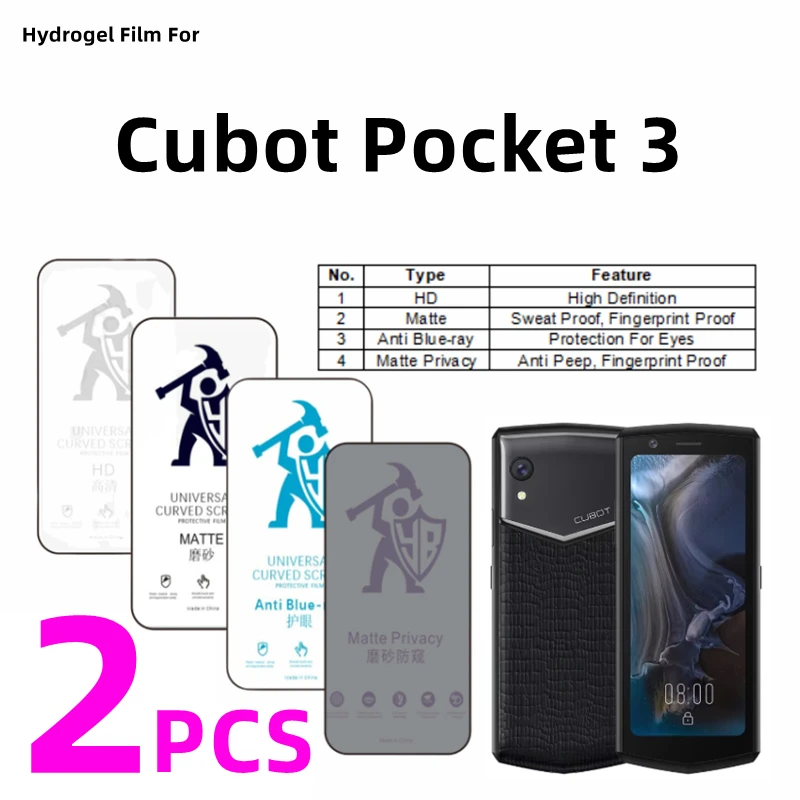 

2 шт. HD гидрогелевая пленка для Cubot Pocket 3, матовая защитная пленка для экрана Cubot Pocket 3, матовая защитная пленка для защиты глаз, антишпионская матовая защитная пленка