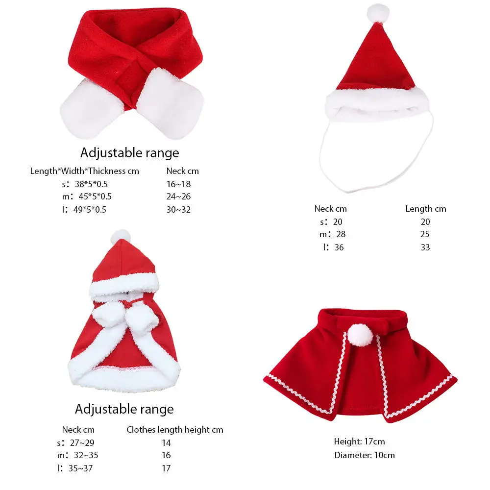 Santa Cosplay Costume for Cats and Dogs, Funny, Transformed, Cat, Dog, Christmas Cape, Dress Up Clothes, Red Scarf, Cloak, Props