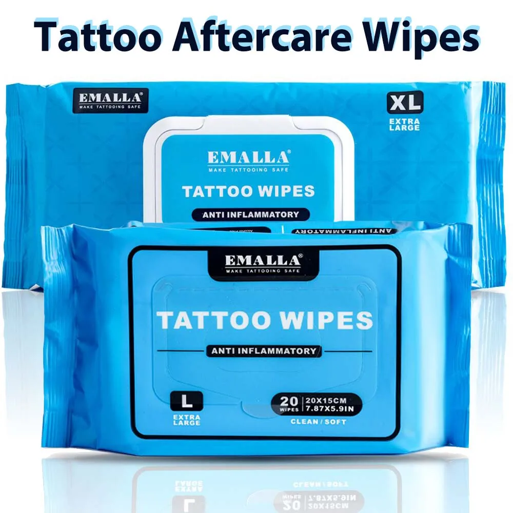 

EMALLA Tattoo Anti inflammatory Wipes Large Extra Large Tattoo AfterCare Wipe for Tattoo PMU Makeup Body Skin Aftercare Supplies