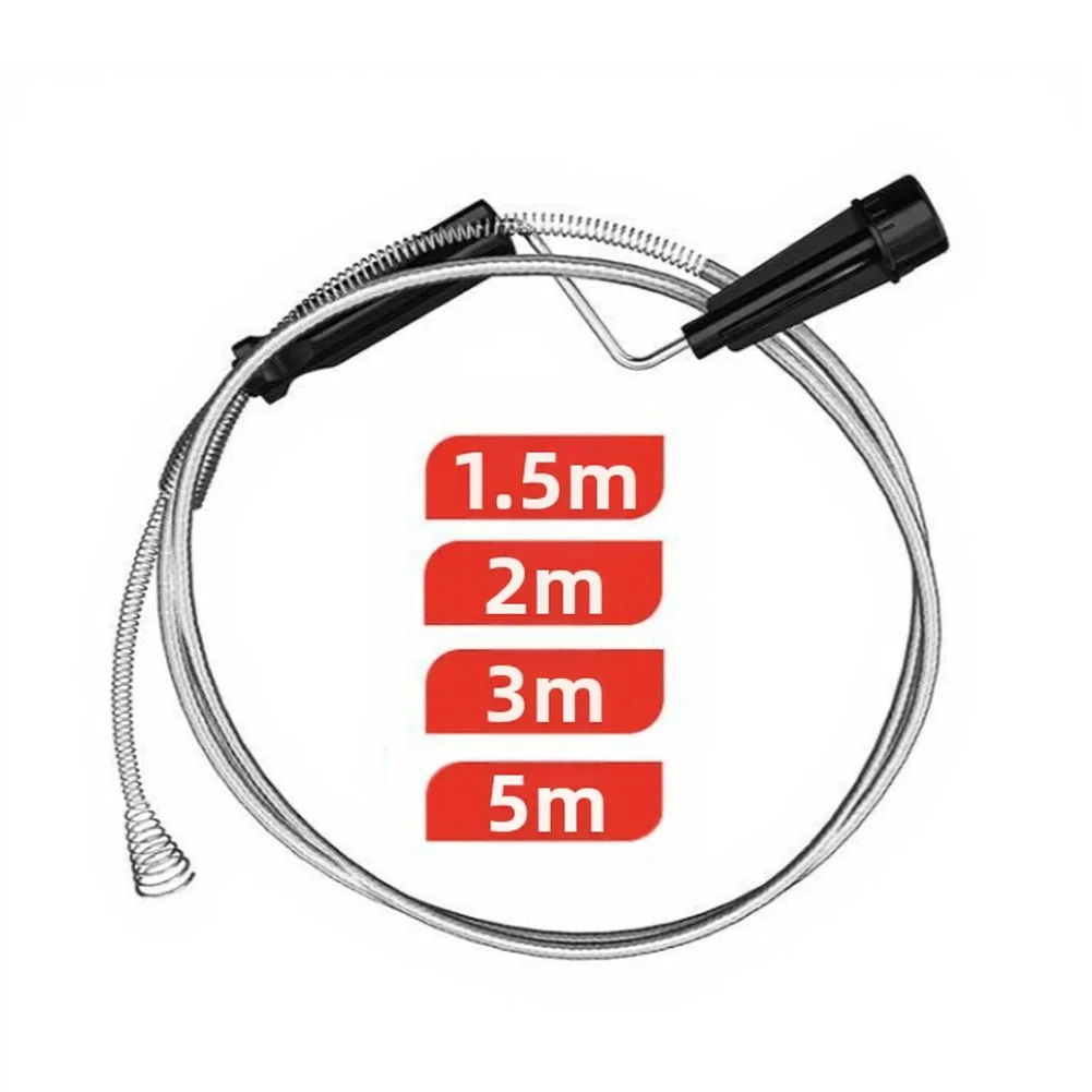 Hand Cranked Drain Cleaner 1.5m 2m 5m Stainless Steel Hair and Clog Remover for Kitchen Sink Toilet Floor Drain