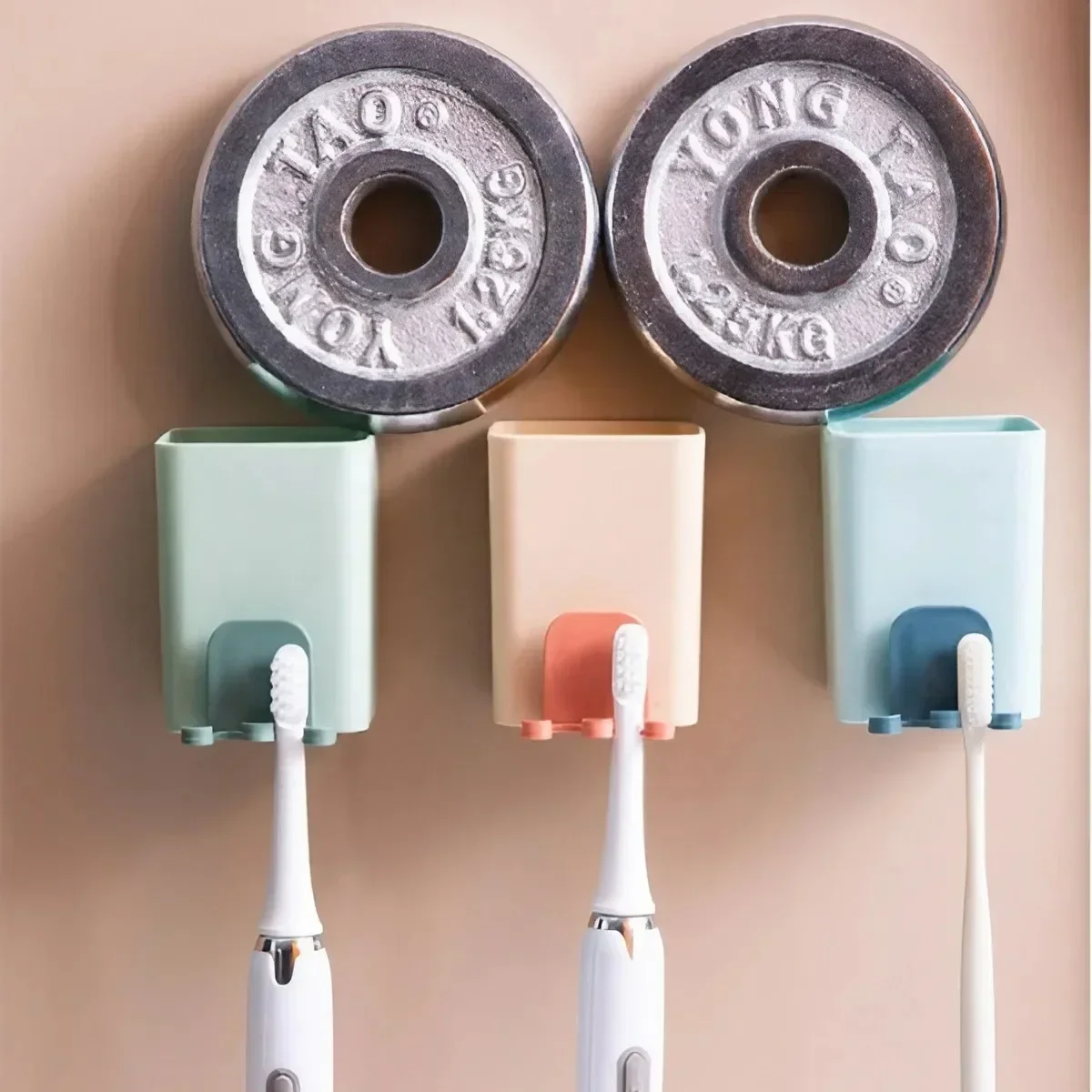 JJYY Soporte de pared para cepillos de dientes y pasta de dientes sin perforaciones, duradero y fácil de instalar, estante de almacenamiento esencial para el baño