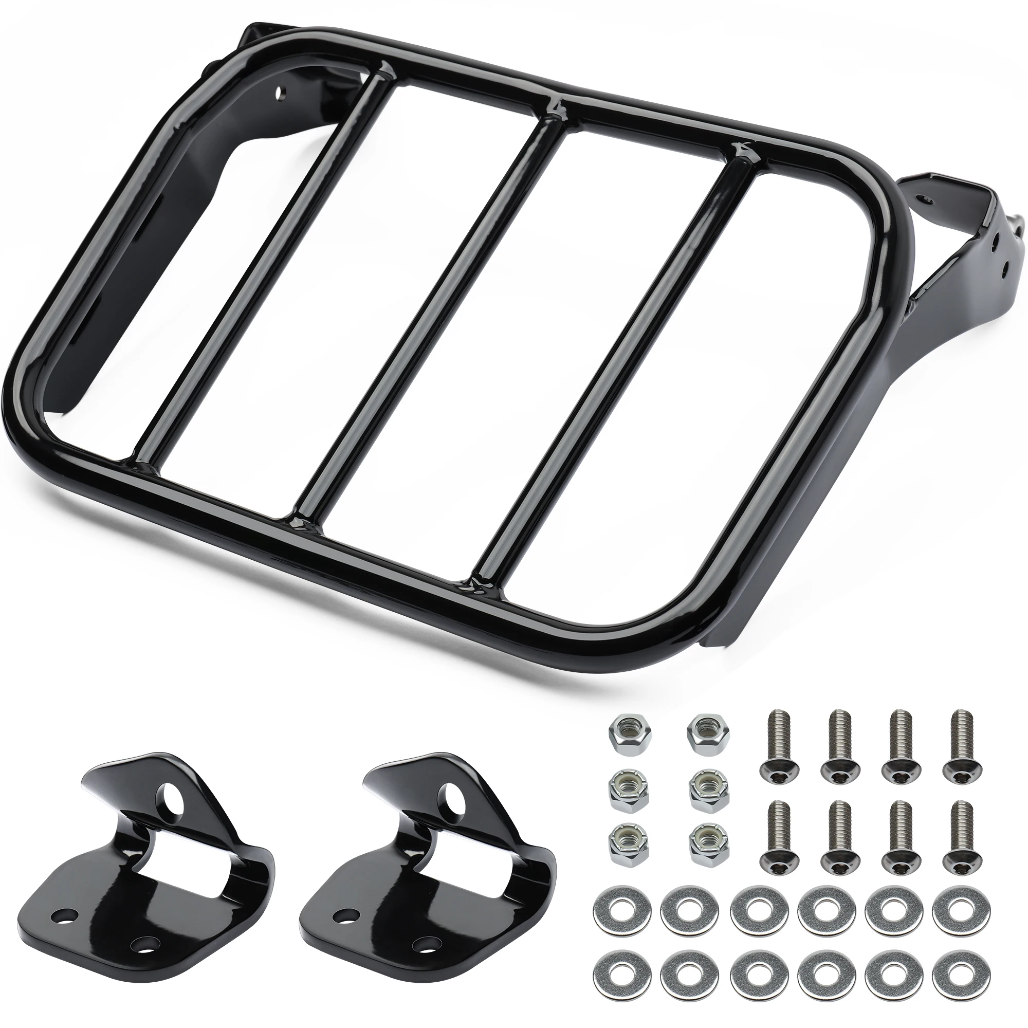 

Motorcycle Sissy Bar Luggage Rack for Harley 2018-Up Softail Fat Boy FLFB FLFBS and Breakout FXBR FXBRS, Black/Chrome