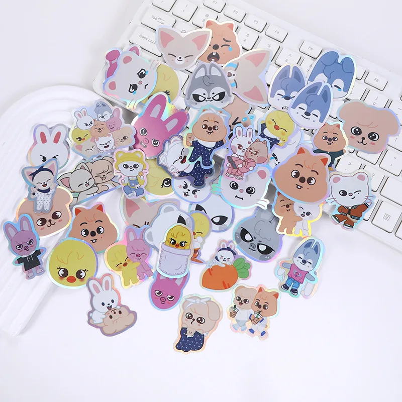 50pcs Set Stray Kids Skzoo Laser Cartoon Sticker Scrapbook Portable Cartoon Notebook Graffiti Balloons Decorative Girl Gift