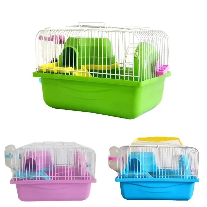 Double-storey Villa-shaped Wire Cage With Feeding Bowl, Running Roller Skating Toy Small Castle, Double-layer Hamster Cage