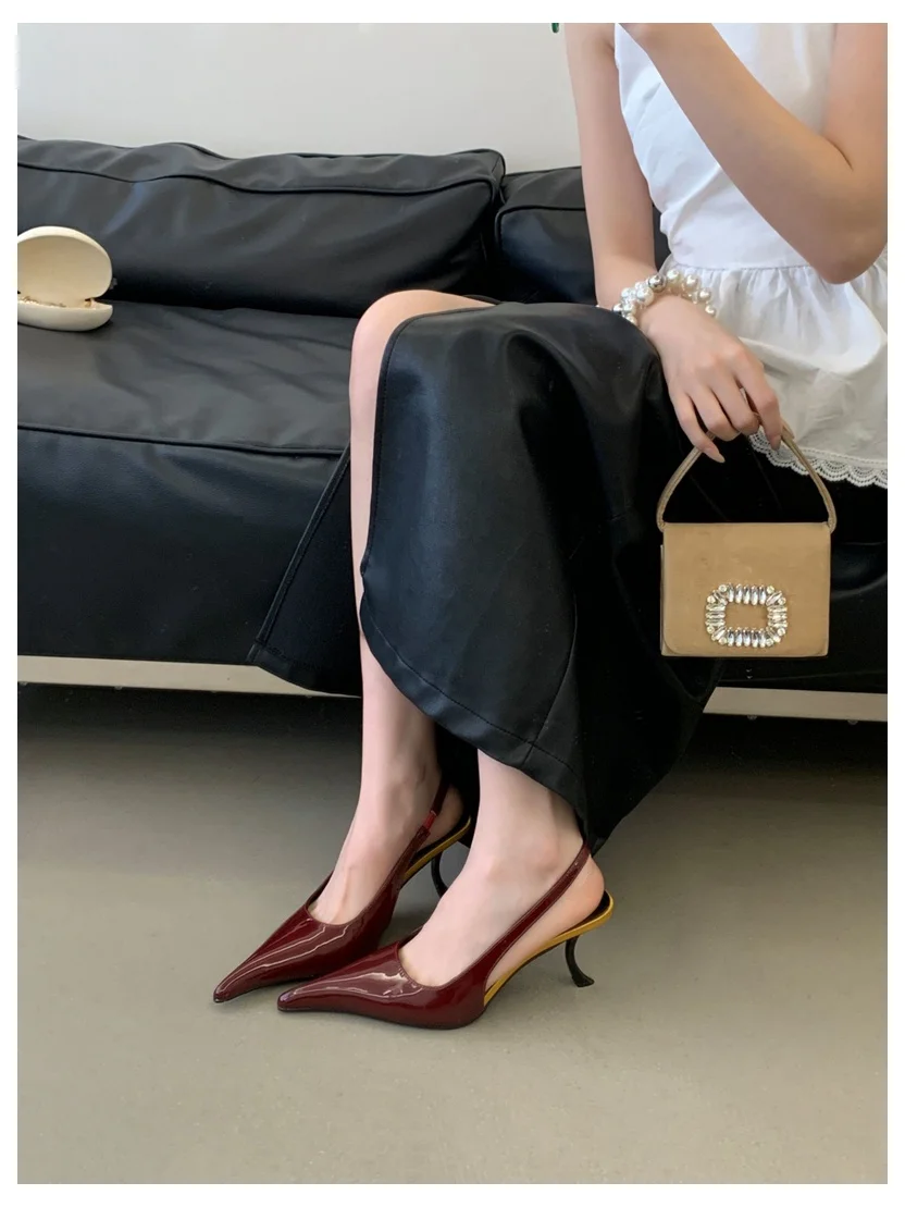 2026 SPring New Brand Pointed Toe Slingback Sandal Thin Heel Pumps Shallow Slip On Ladies Elegant Sandal Fashion Pumps For Party