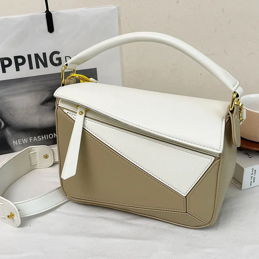 

Квадратная сумка с цветными блоками 2025 года, универсальная женская сумка через плечо, минималистичная сумка через плечо, модная сумка «день-ночь», текстурированная