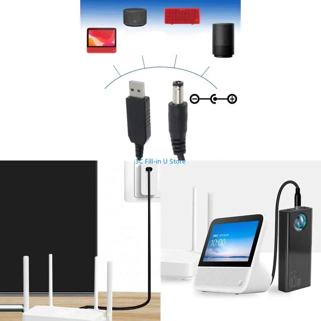 G8TA USB Converter Cable USB to DC5.5x2.1mm Power Regulator Charging Cable Cord 5v to 12V Charging Cable