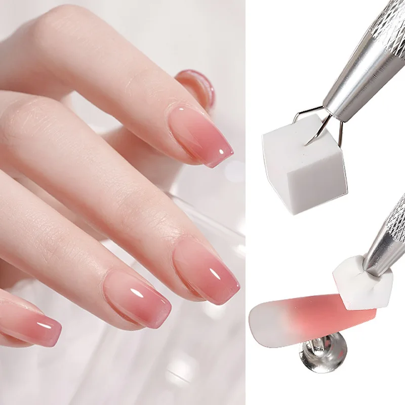 50/100pcs 1cm Square Nail Sponge with Grabber Clip Gradient Sponge for Gel Polish Glitter Nail Art Makeup Blending Manicure Tool