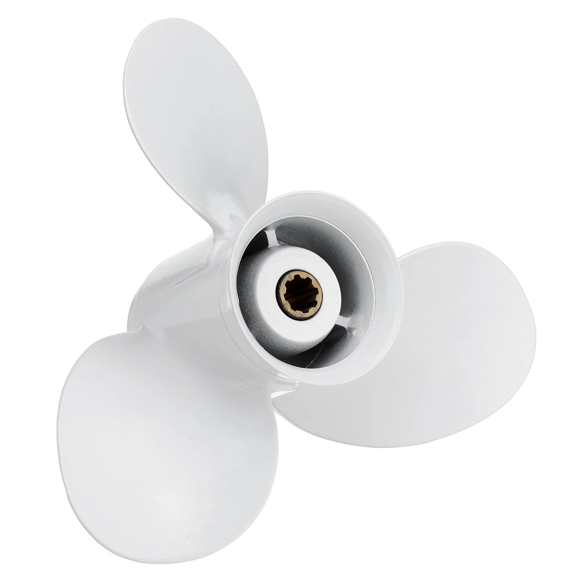 

Boat Outboard Propeller 9 1/4 x 12 Aluminum For Yamaha 9.9-15HP 683-45941-00-EL White 8 Spline Tooth 3 Blade Marine Propeller