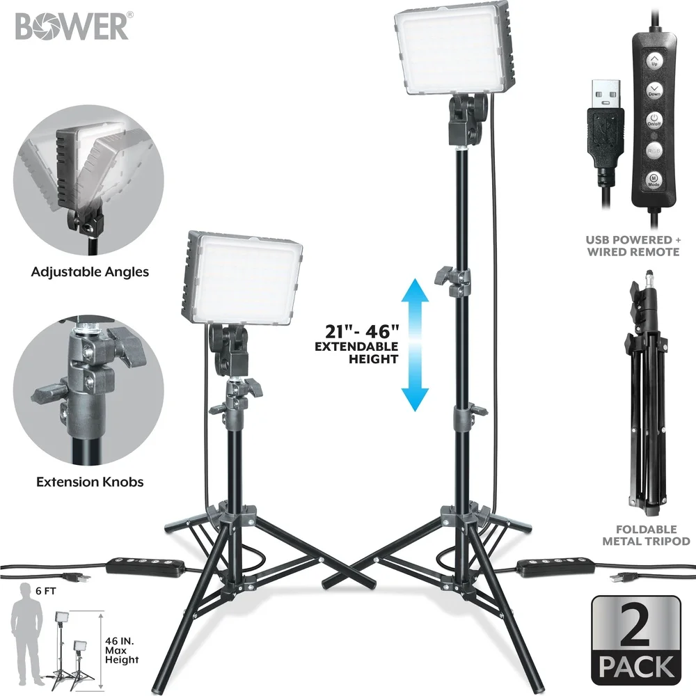 Zestaw 2 szt. lamp LED RGB z regulowanymi statywami, pilotem, do fotografii, streamingu wideo i efektów specjalnych.