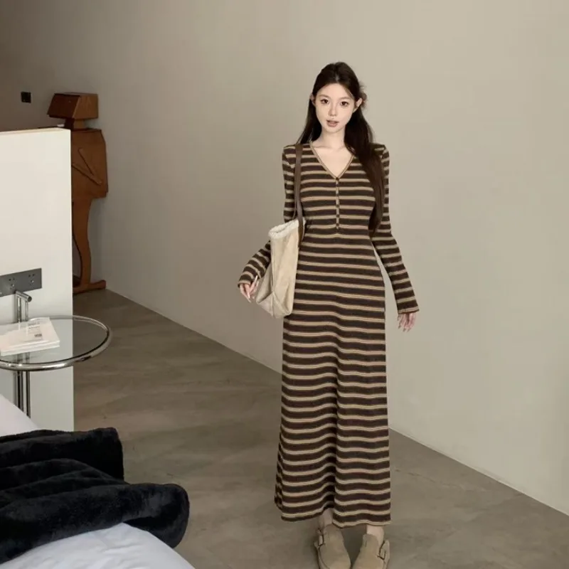 Ele longo sve v-ne listra dr camada base de emagrecimento envoltório em torno da saia outono inverno novo sle sexy t dr