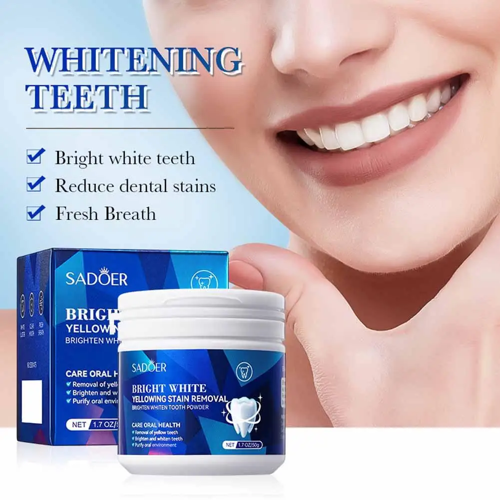 Whitening Schone Vlekken Tand Poeder 50G Bescherming Heldere Tanden Reinigen Adem Verwijderen Orale Whitening Tanden Verse V8b2