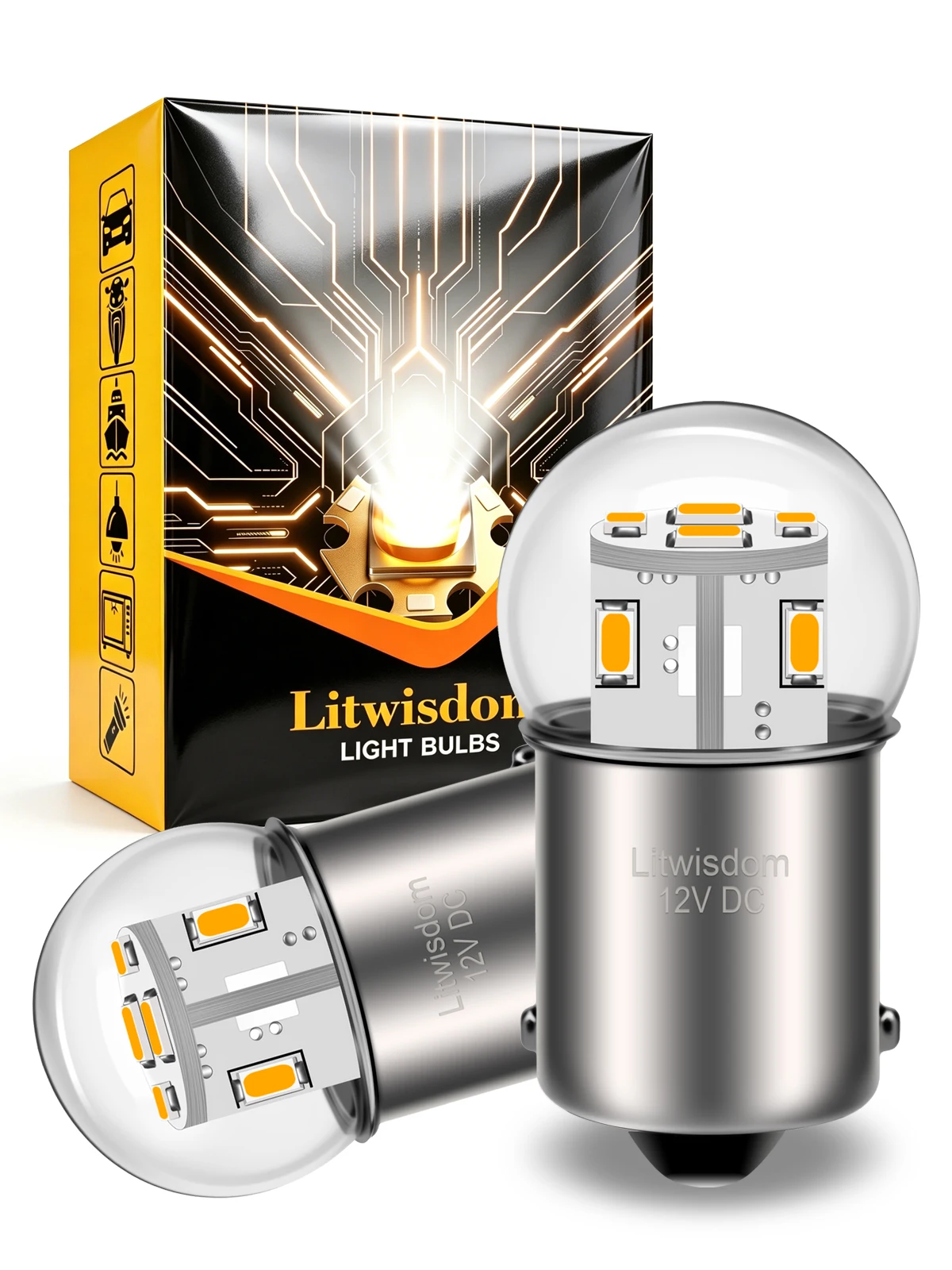 

BA15S 1156 P21W LED Bulb 6V 12V S25 Single Contact Bayonet for Rear Indicator Backup Lamp BA15D 1157 BAY15D P21/5W LED 2Pcs