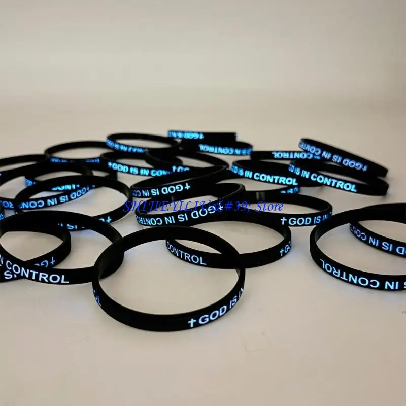 E21F 7 Pieces Inspirational Rubber Bracelets Glow Wrist Chain Stackable For Sports And Group Event
