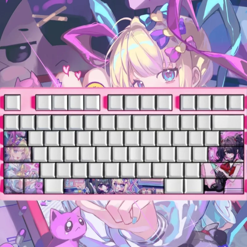 NEEDY GIRL OVERDOSE Theme Anime Keycaps Mechanical Keyboards Cute PBT Custom Keycap PC Gaming Keyboard Accessories Gifts Collect