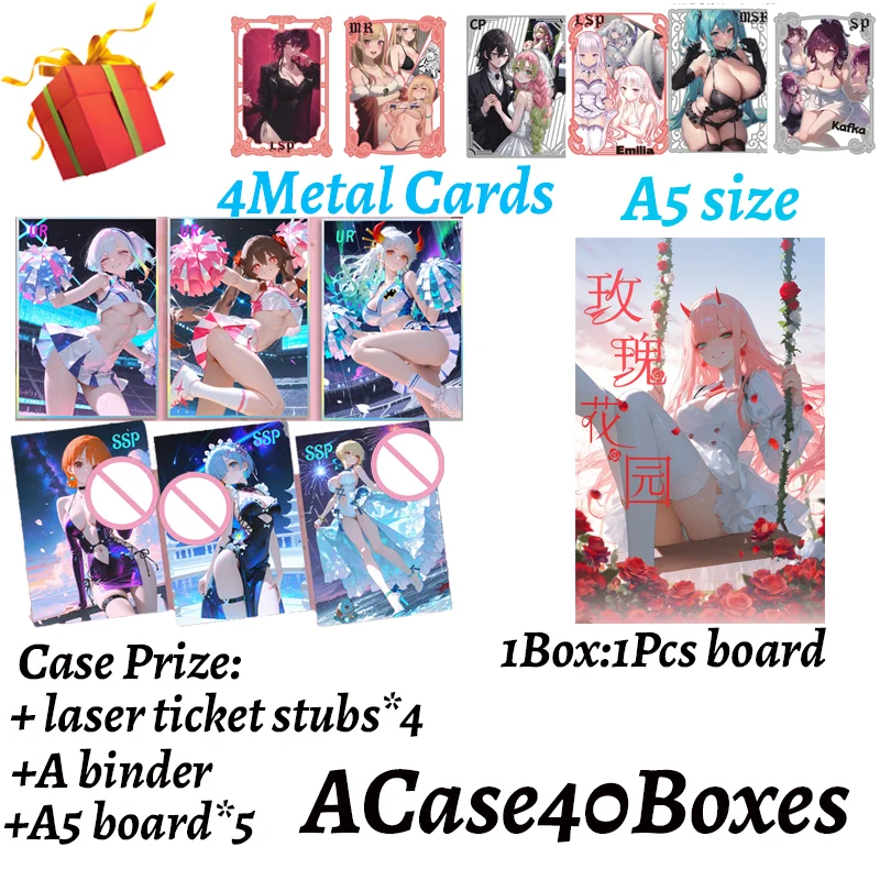 New Goddess A5 Boards Waifu Rose Garden Spicy Hobby Doujin Rare Collectible Boards Trade Card Hutao Ganyou Anime Gift Toys