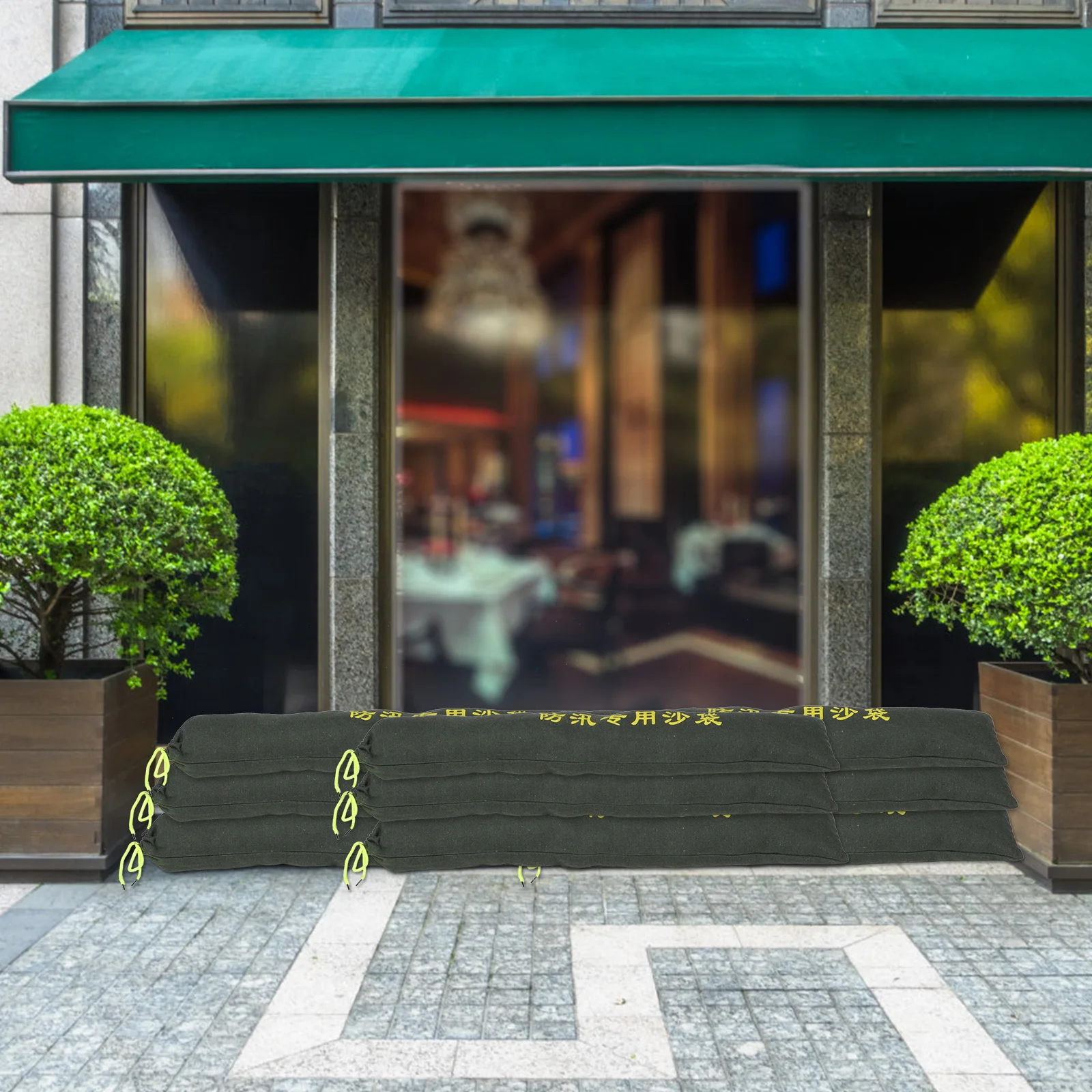 2Pcs Long Servicing Life Sandbags for Flooding Canvas Material Easy Operation Drawstring Design Flood Barriers