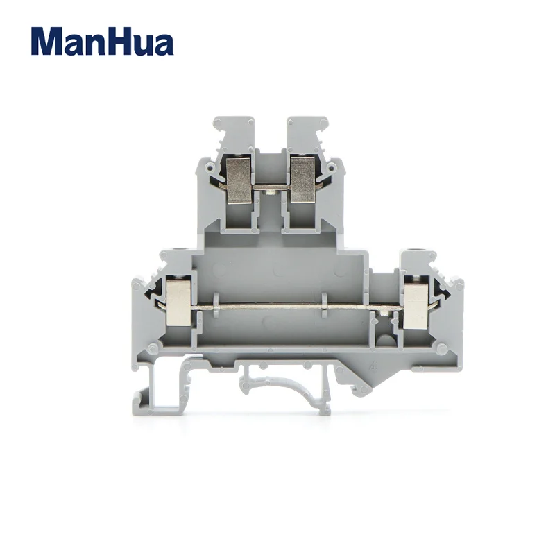 ManHua10Pcs Din Rail Terminal Block UKKB-5 Connector Double Layer Screw Wiring UKKB5 Screw Terminal Block 2 Level Wire Conductor