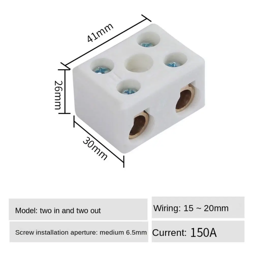 2 In 2 Out Ceramic Wiring Terminal Block 1 In 1 Out Electrical Screw Wire Connector Terminals Copper 2 Position 5 Hole