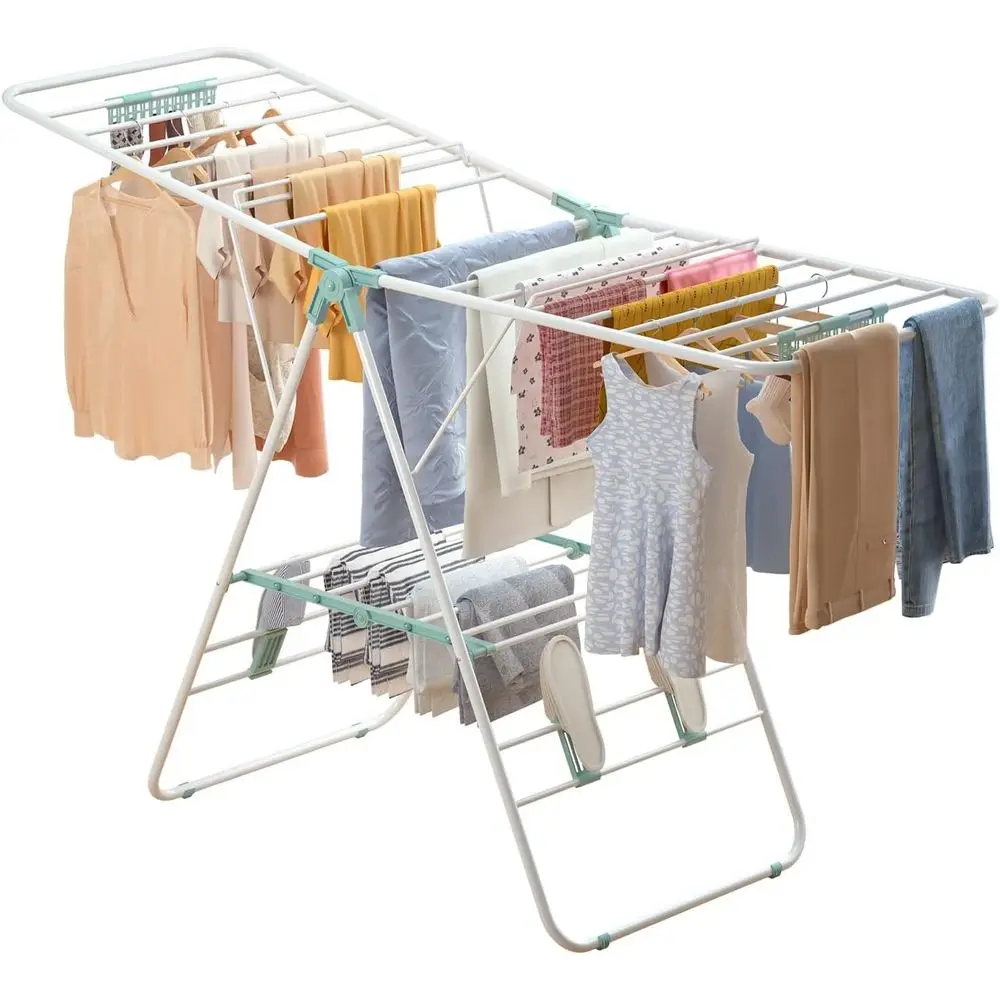 

Adjustable Height 3-Tier Clothes Drying Rack - Durable, Portable for Indoor & Outdoor Use, L143xW50xH95cm