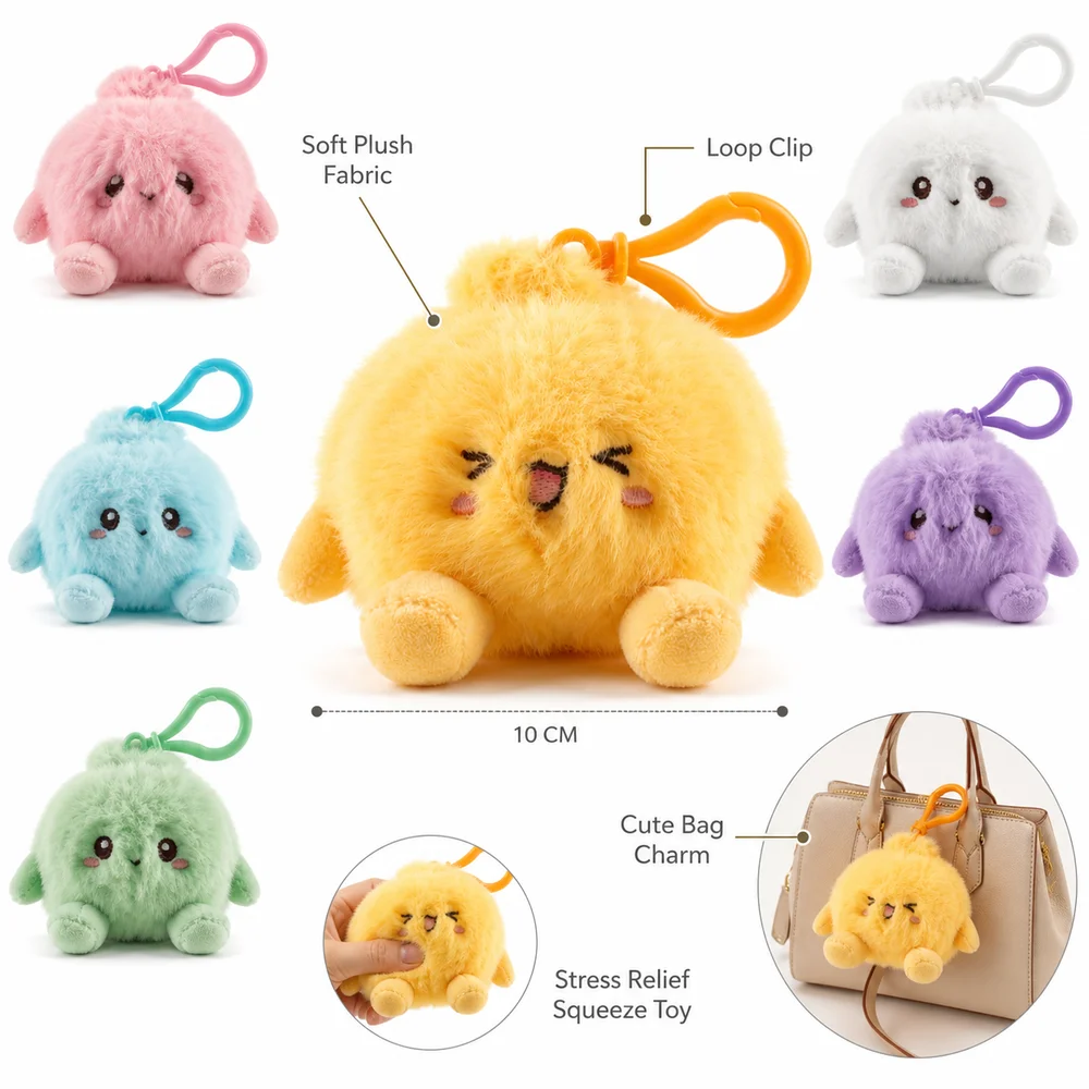 Gifts Soft Fluffy Bun Keychain Simulated Food with Loop Steamed Bun Keychain Squeezable Bun Squeeze Backpack Accessory