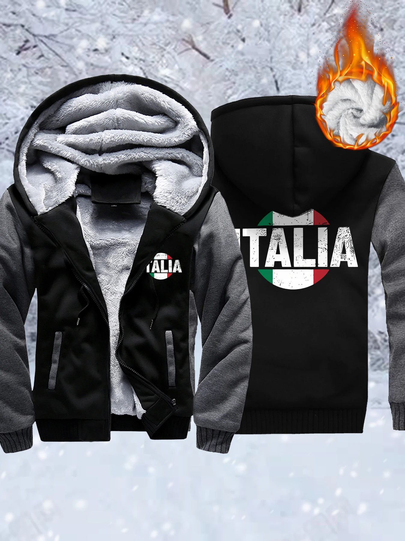 

Italia письмо креативный принт мужские утепленные куртки флисовая мягкая верхняя одежда зимняя удобная толстовка с карманом на молнии жилет унисекс