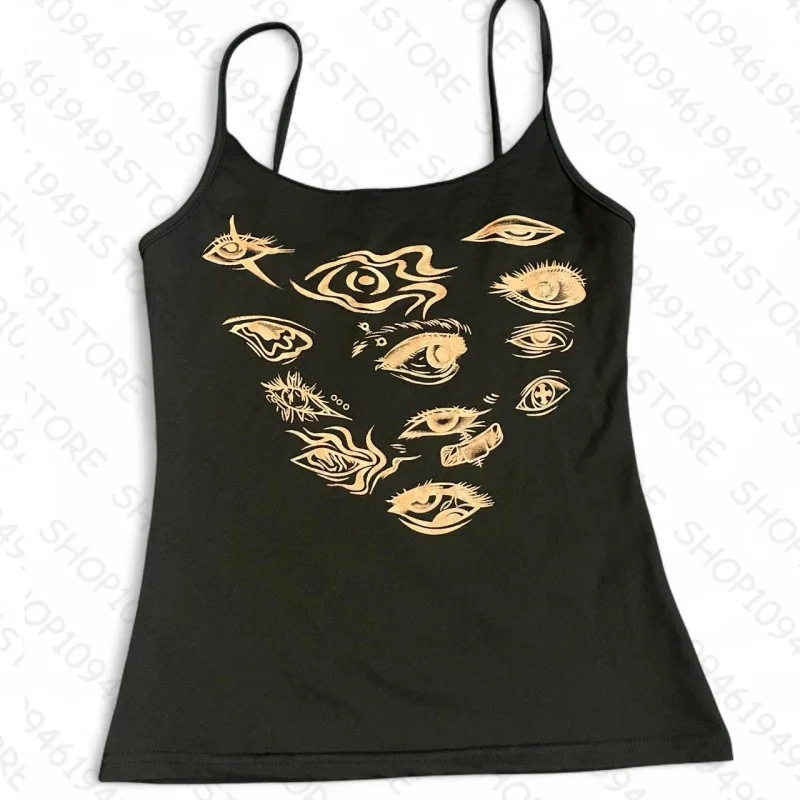 Punk feminino estético carta impressão grunge gótico emo meninas camisola topo de colheita vintage espartilho tanque superior do bebê camisetas y2k roupas