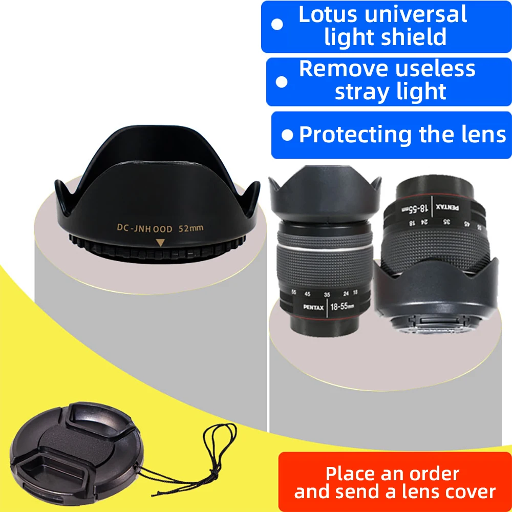 Lotus light shield suitable for Canon SLR, Sony mirrorless fixed focus lens, reversible screw mouth light shield