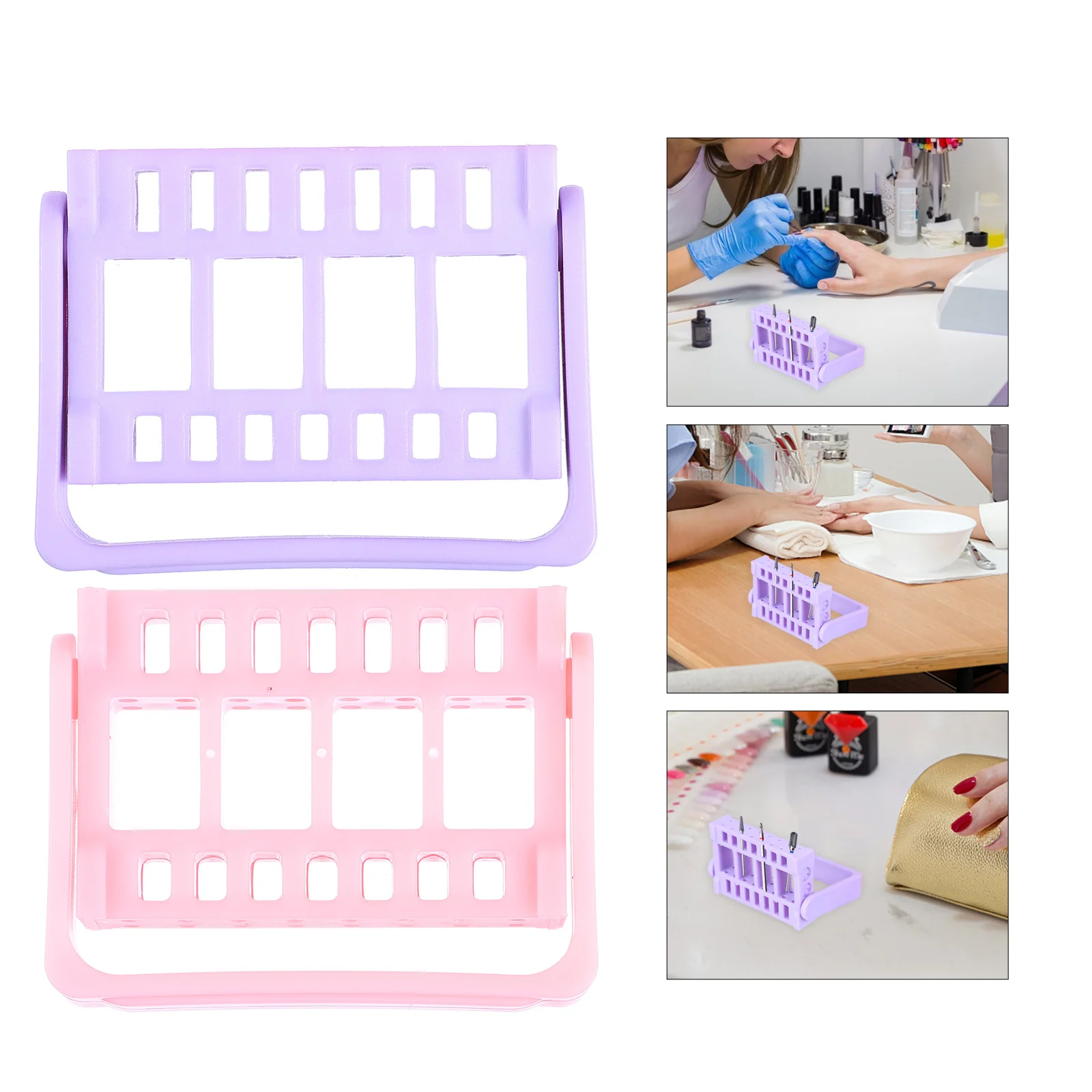 Suporte de acessórios para broca de unhas, 2 peças, rack de armazenamento com vários furos para fácil instalação e durabilidade no salão de casa