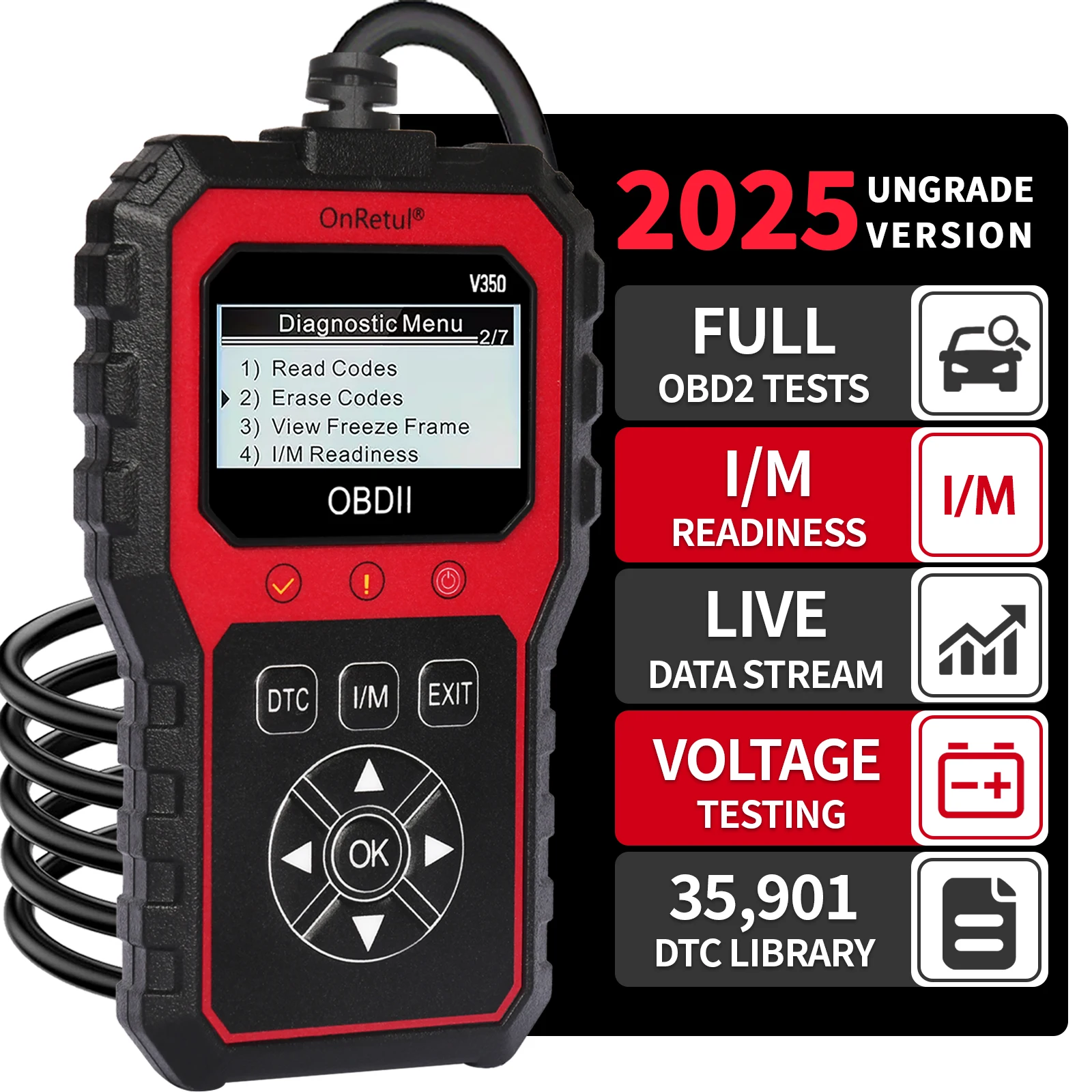 Professional Obd2 Scanner, Usb-Powered Car Diagnostic Tool with Real-Time Data Monitoring, Engine Fault Code Reader for Check En