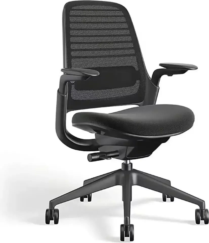 Silla de trabajo ergonómica con ruedas para alfombra, ayuda a apoyar la productividad, controles activados por el peso