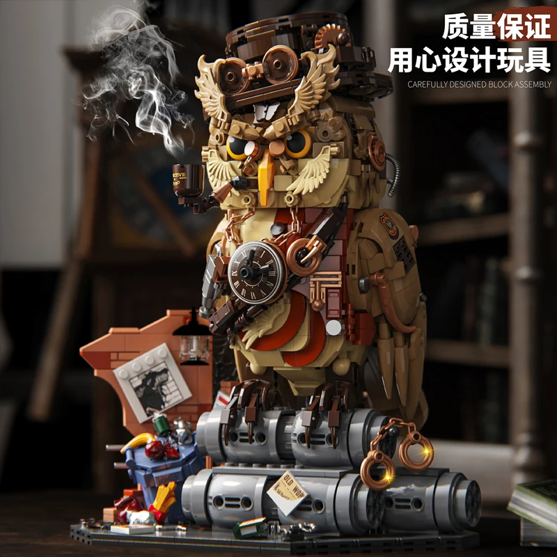 En STOCK MOC, bloques de construcción de búho de Detective creativo técnico, ensamblaje de ladrillos de animales, modelo de juguetes para niños, juegos de regalo de Navidad