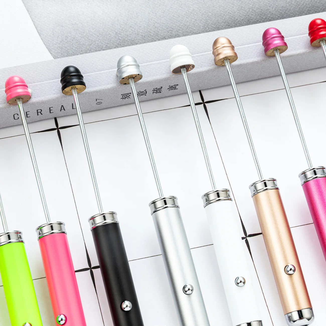 10Pcs LED Shaped Pen with Beads  - Handcrafted Flashlight & Stylish Accessory